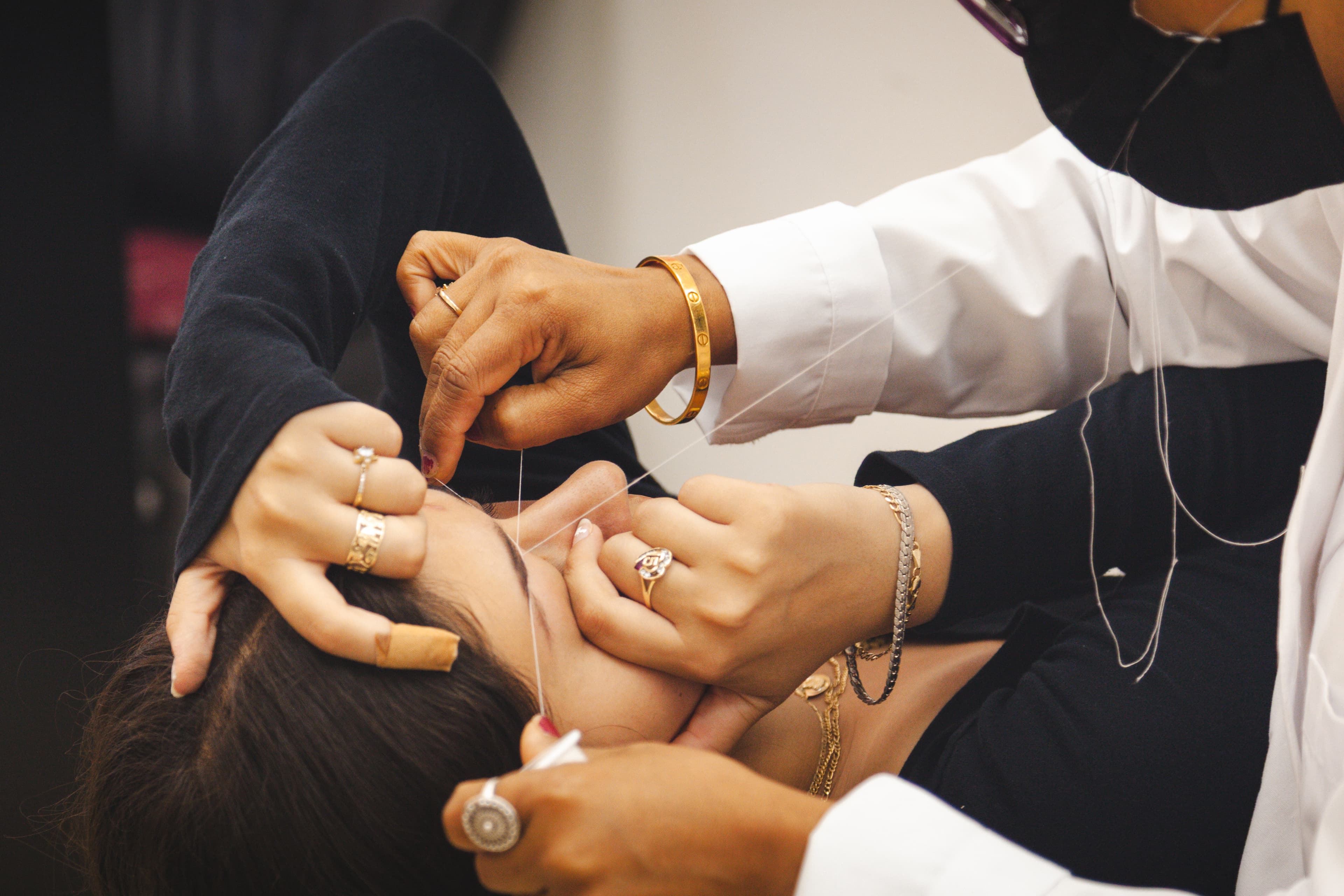 Eyebrow threading close-up at Reva Brow Shapes